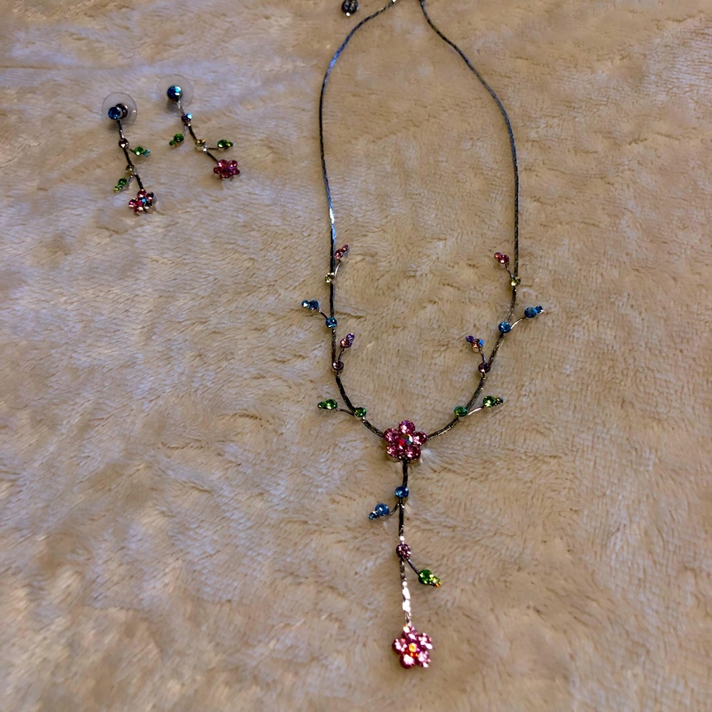 Cookie Lee Jewelry line matching floral necklace and earrings